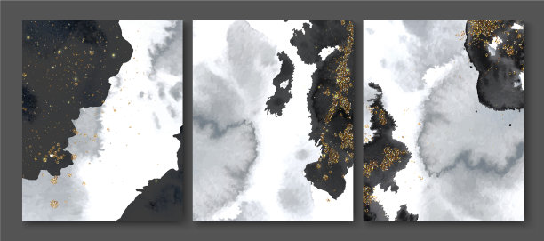 设置创意明信片与黑色水彩图片下载