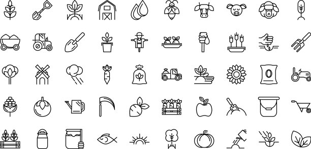 农村农业粗线图标设置图片下载