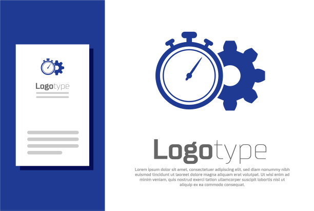 蓝色时间管理图标隔离在白色上图片下载