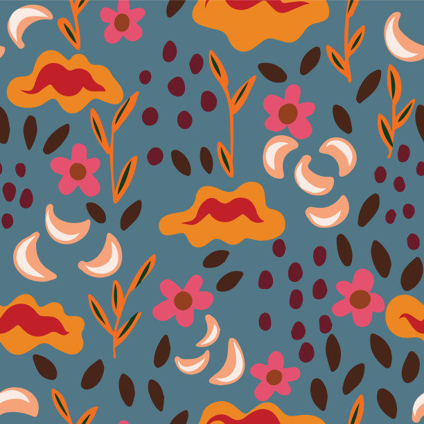 涂鸦花卉无缝图案设计图片下载