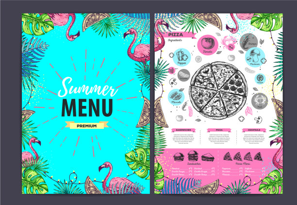 餐厅夏季披萨菜单设计图片下载