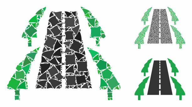 树巷道路马赛克图标不相等的物品图片下载
