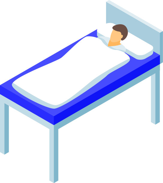 男子医院病床图标等距风格图片下载