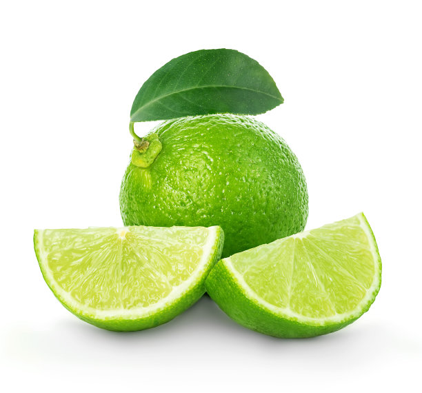 石灰特写孤立在白色的背景。图片下载