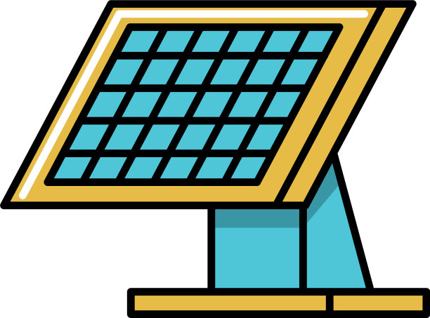 孤立太阳能电池板图标线设计图片下载