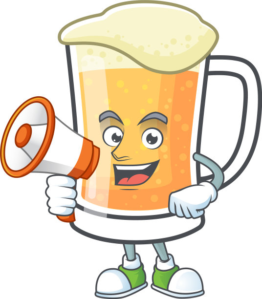 可爱的马克杯啤酒与手持扩音器吉祥物图片下载