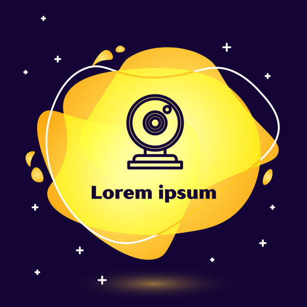 黑线网络摄像头图标孤立在深蓝色图片下载