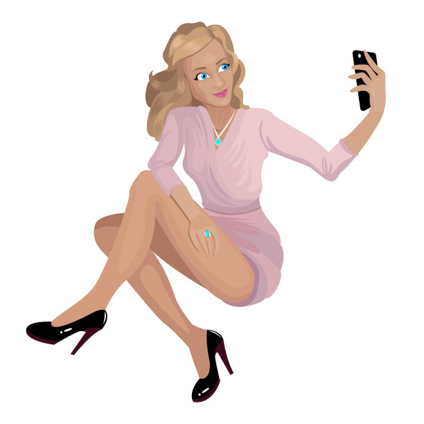 穿着衣服的女孩在手机上自拍图片下载