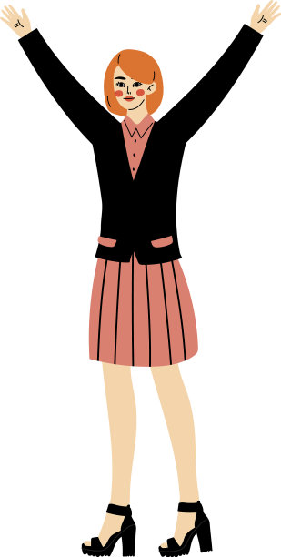女孩站着举起她的手卡通图片下载