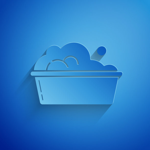 剪纸塑料盆与肥皂泡沫图标图片下载