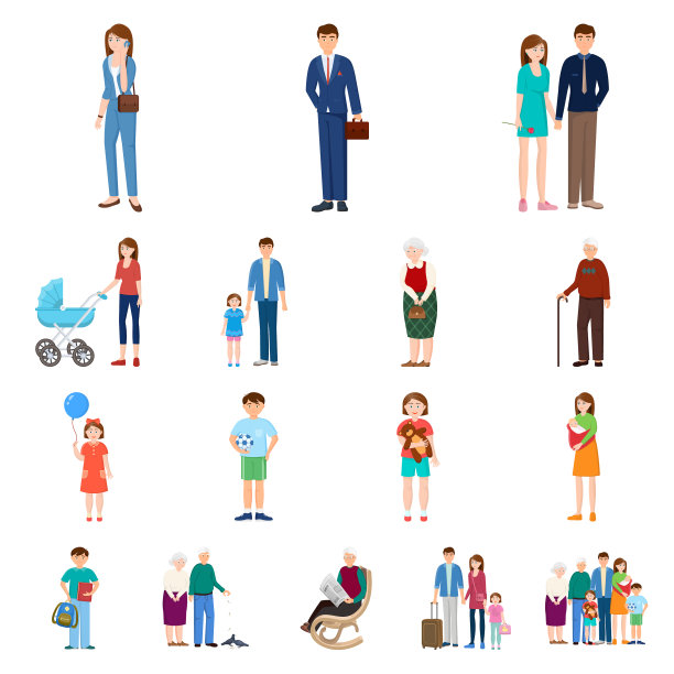 设计家族和人民的标志集图片下载