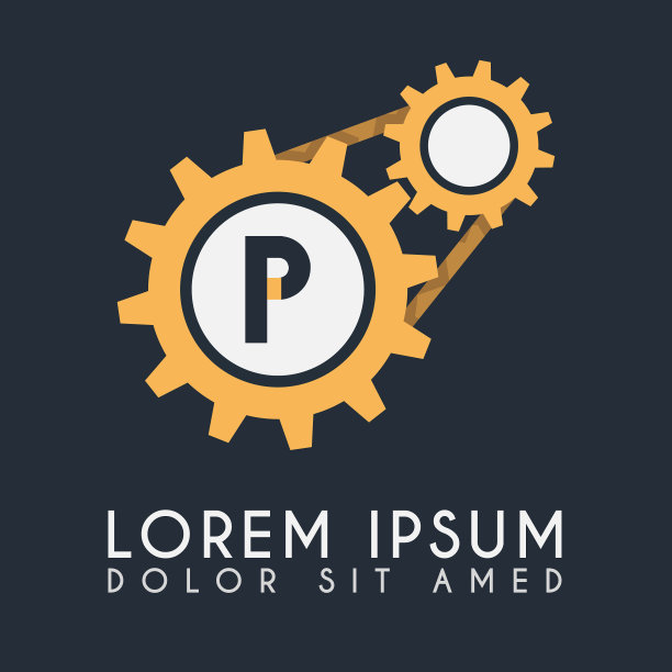 双齿轮标志与黑色背景齿轮标志图片下载