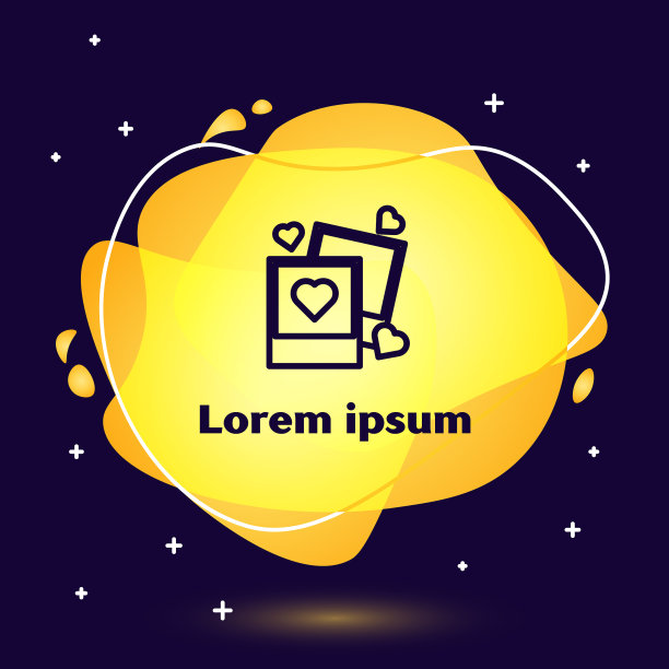 黑线两个空白相框和心形图标图片下载