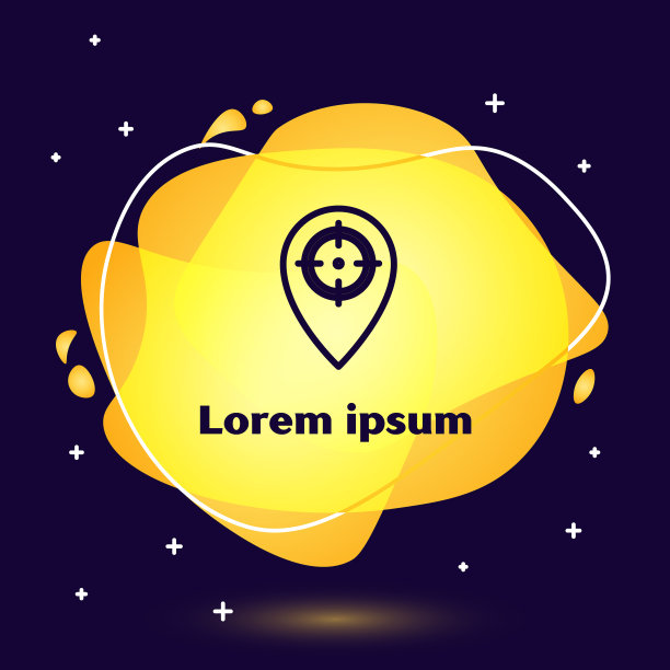 深蓝色背景上的黑线狩猎地点图标图片下载