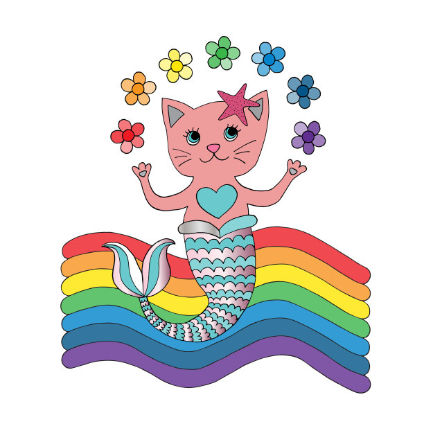 猫美人鱼可爱的角色图片下载