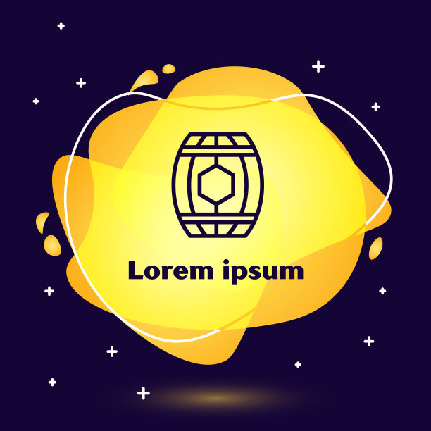 黑线木桶与蜂蜜图标隔离图片下载