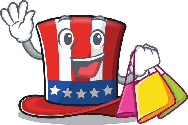 人物山姆大叔帽子与购物图片下载