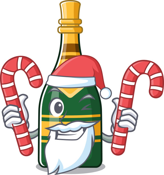 卡通圣诞老人与糖果香槟瓶图片下载
