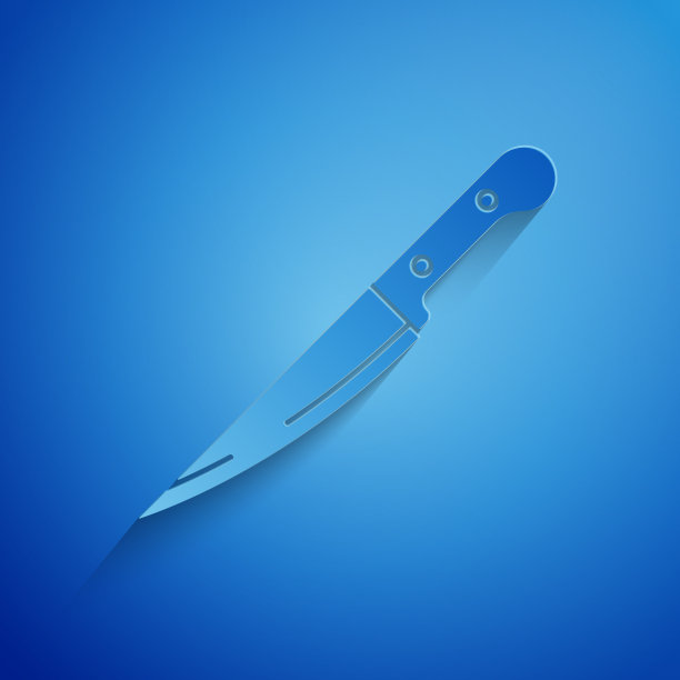 剪纸刀图标孤立在蓝色背景图片下载