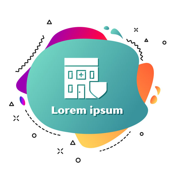 白色医疗大楼与盾牌图标图片下载