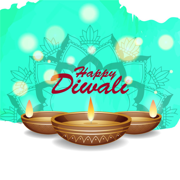 以曼荼罗图案为背景的快乐排灯节图片下载