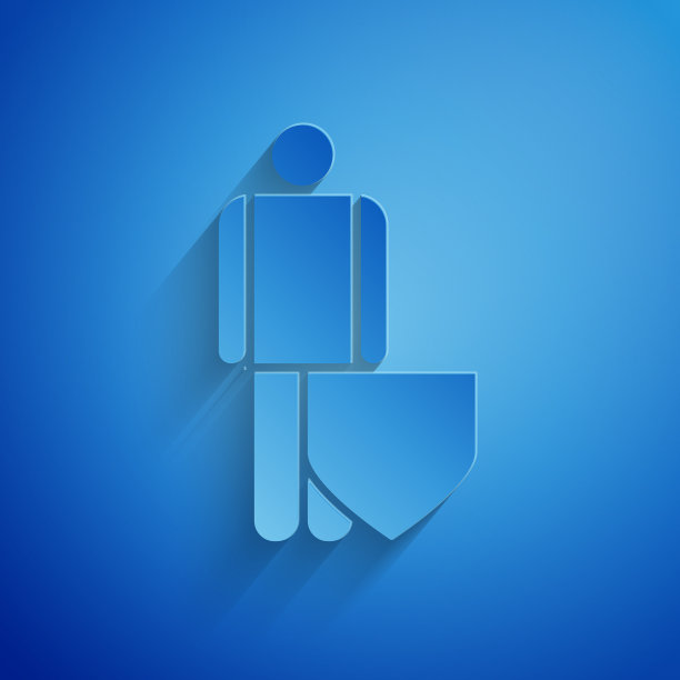 剪纸人寿保险与盾牌图标隔离图片下载