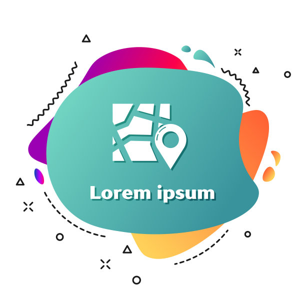 白色折叠地图与位置标记图标图片下载