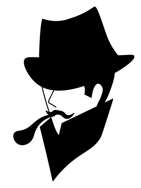 戴着帽子拿着烟斗的老男人的剪影图片下载