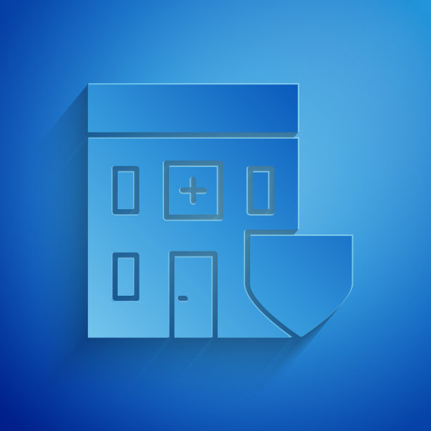 剪纸医院建筑与盾牌图片下载