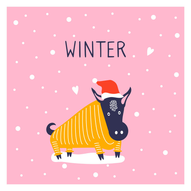 可爱的公猪在圣诞老人的帽子新年图片下载