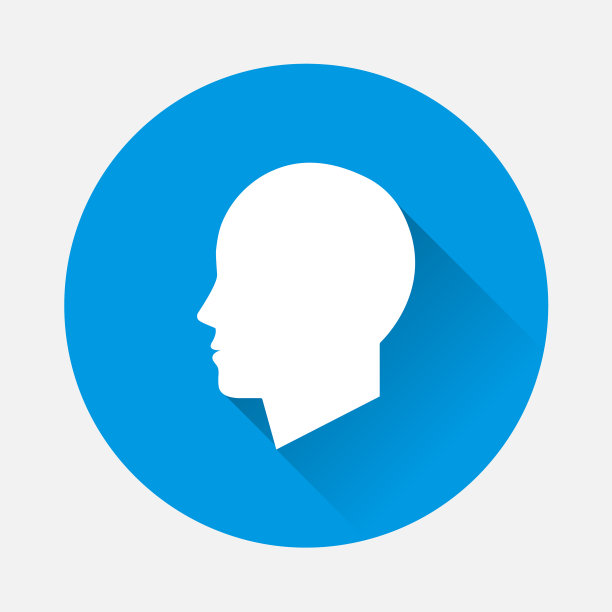 图标人的头在蓝色背景平图像人图片下载