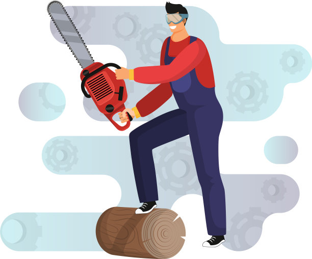 穿着工作服和护目镜的野蛮伐木工图片下载
