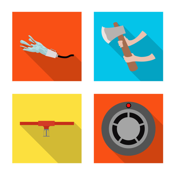 孤立的物体消防员和火标志集图片下载