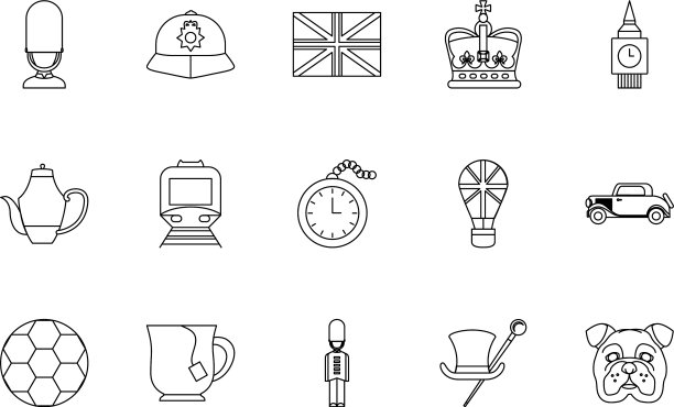 捆绑伦敦国家设置图标图片下载