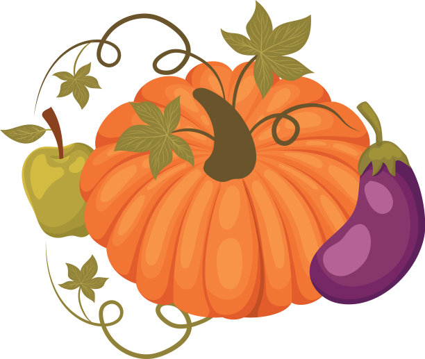 孤立秋南瓜、苹果、茄子图片下载