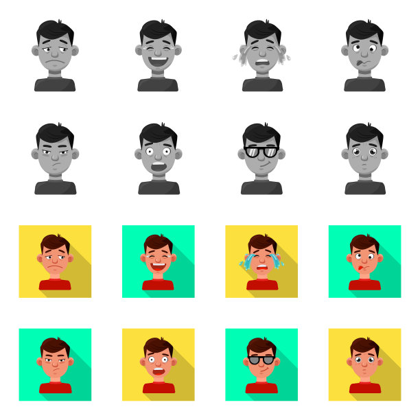 设计脸和男孩符号系列图片下载