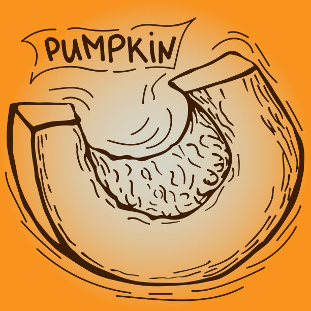 一个带种子的南瓜草图手绘图片下载