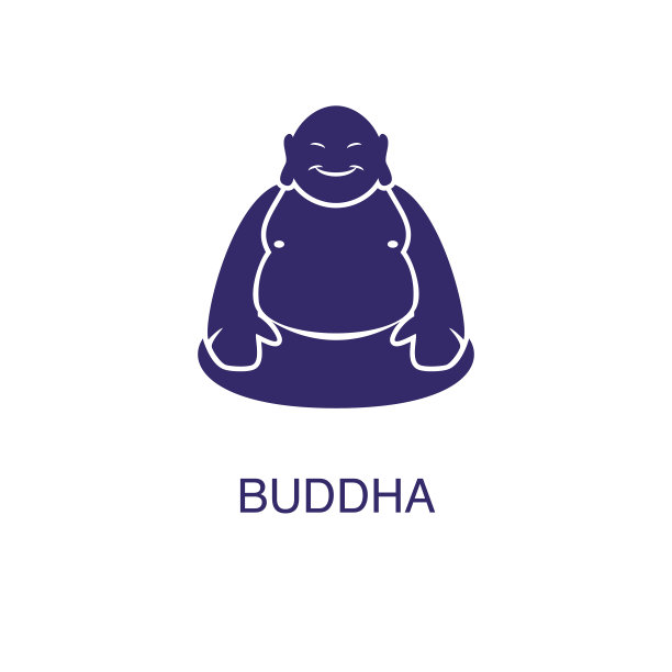 佛元素在平面简约风格上的白色图片下载