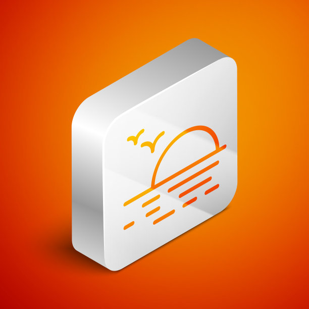 等距日落图标孤立在橙色图片下载