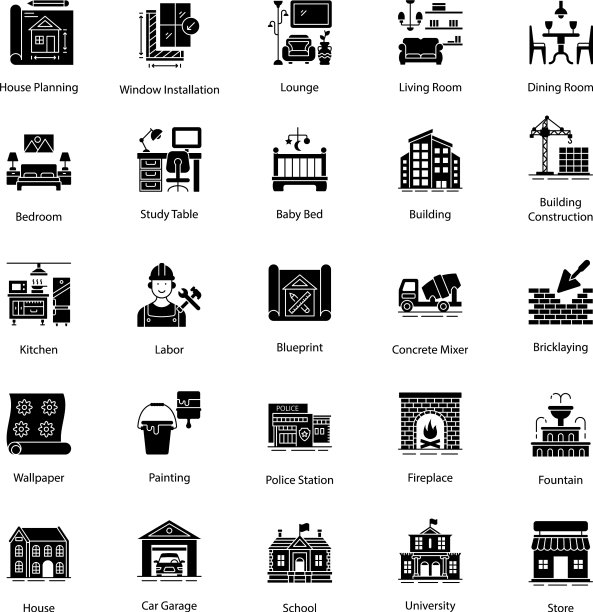 家居内部字形图标包图片下载