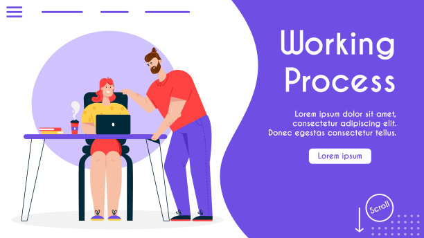 矢量横幅插图舒适的工作场所在办公室素材图片