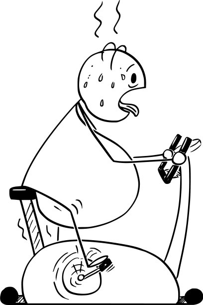 卡通胖子或超重男子骑马锻炼图片下载