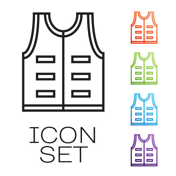 黑色线狩猎夹克图标孤立在白色图片下载