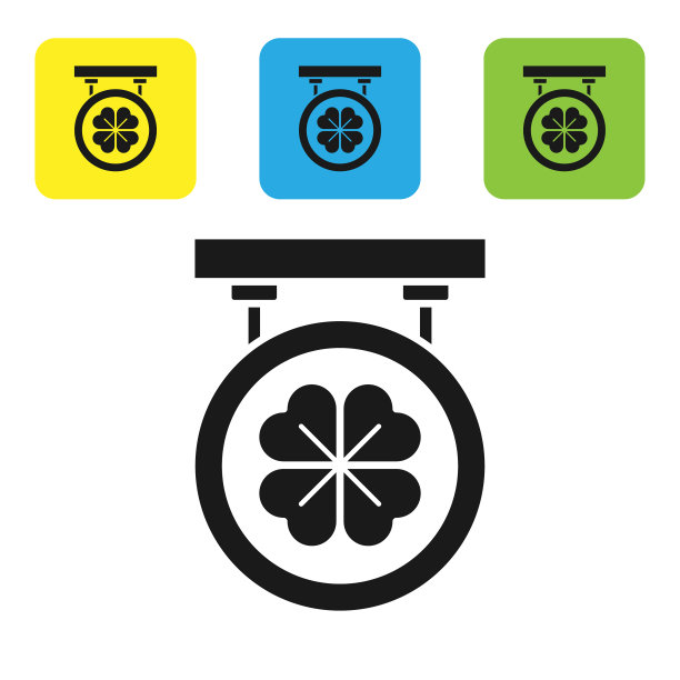 黑色的街道招牌上有四片叶子三叶草的图标图片下载