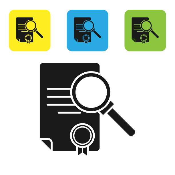 黑色文档，搜索图标孤立在白色上图片下载