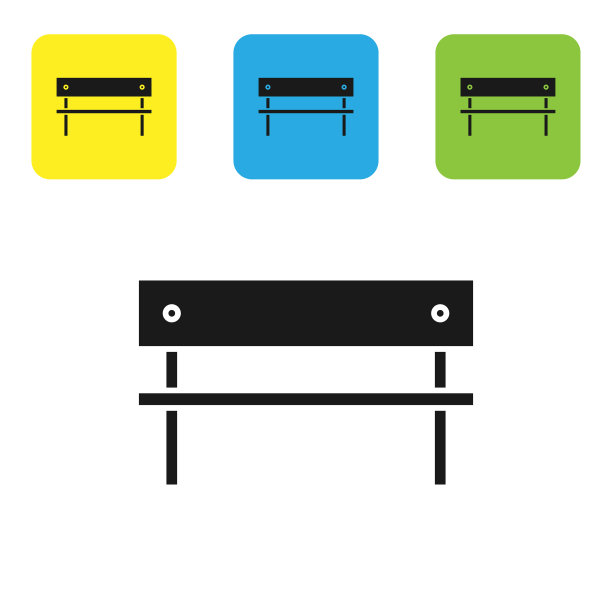 黑色长凳图标孤立在白色背景设置图片下载