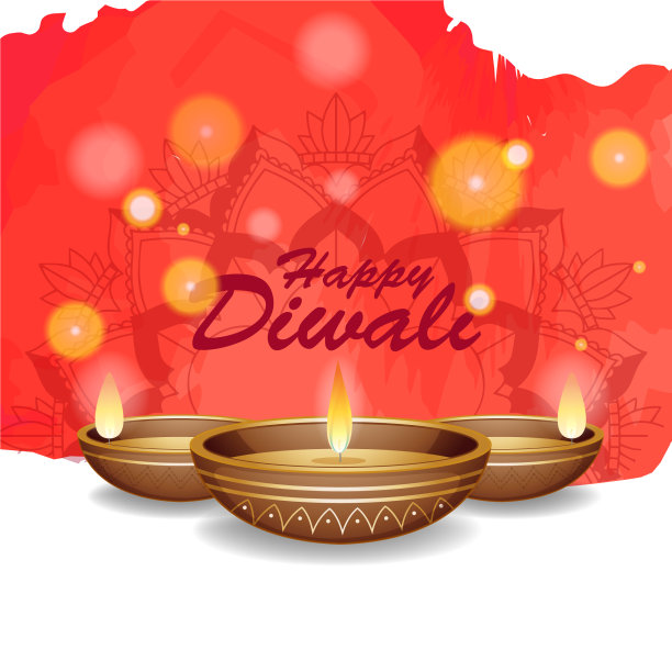 以曼荼罗图案为背景的快乐排灯节图片下载