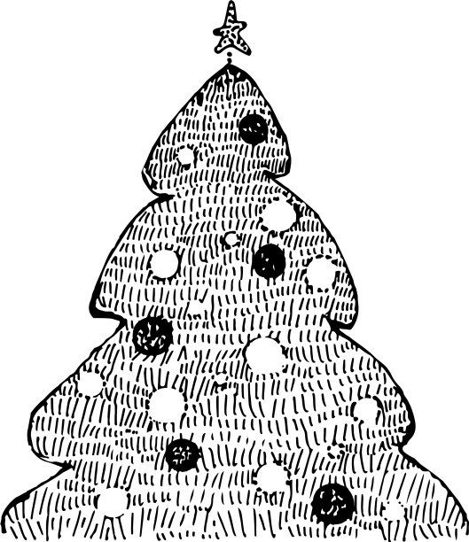 手绘圣诞树在白色的背景图片下载