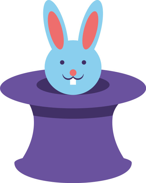 白色背景上有可爱兔子的巫师帽图片下载