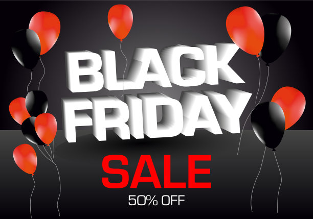 黑色星期五横幅与3d文本和红黑图片下载